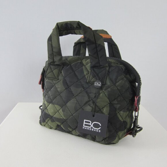 NEW BC Bags Womens Camo Olive Green Black Mini Quilted Bag Handbag Small NWT - Picture 1 of 15